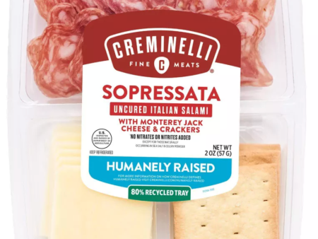 Creminelli Sliced Sopressata Monterey Jack And Crackers Snack Tray - 12   2 oz ea Online Sale