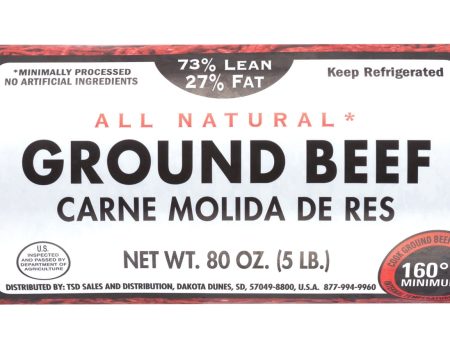 All Natural* 73% Lean 27% Fat Ground Beef, 5 lb Roll Fashion