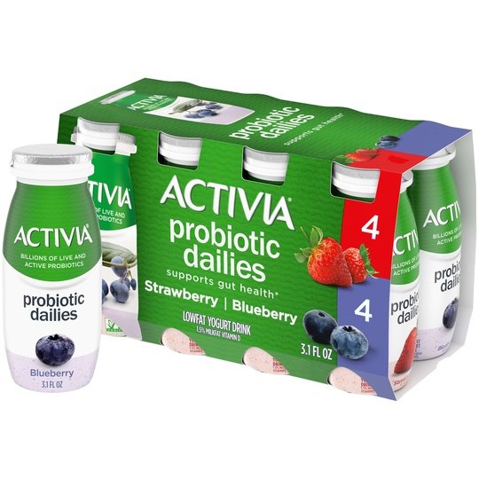 Activia Probiotic Dailies Strawberry and Blueberry Lowfat Probiotic Yogurt Drinks Variety Pack, 3.1 fl oz, 8 Count For Sale