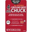 All Natural* 80% Lean 20% Fat Ground Beef Chuck Patties, 4 Count, 1.33 lb Tray Online Hot Sale