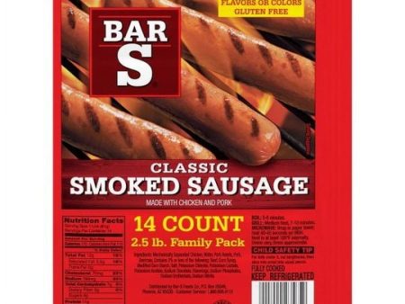 Bar-S Classic Smoked Sausage, 2.5 lb Family Pack, 14 Count Discount