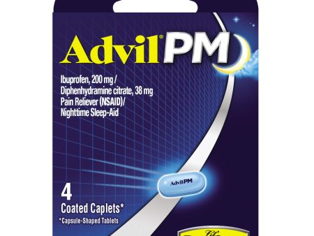 Advil PM Caplets, Pain Relief & Nighttime Sleep Aid, 4 Count (Pack of 1) Online now