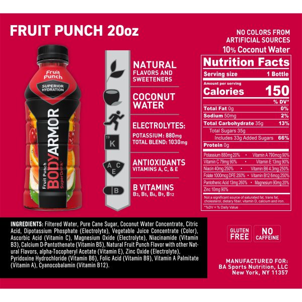 BODYARMOR Sports Drink Fruit Punch, 20 fl oz, 6 Pack For Cheap