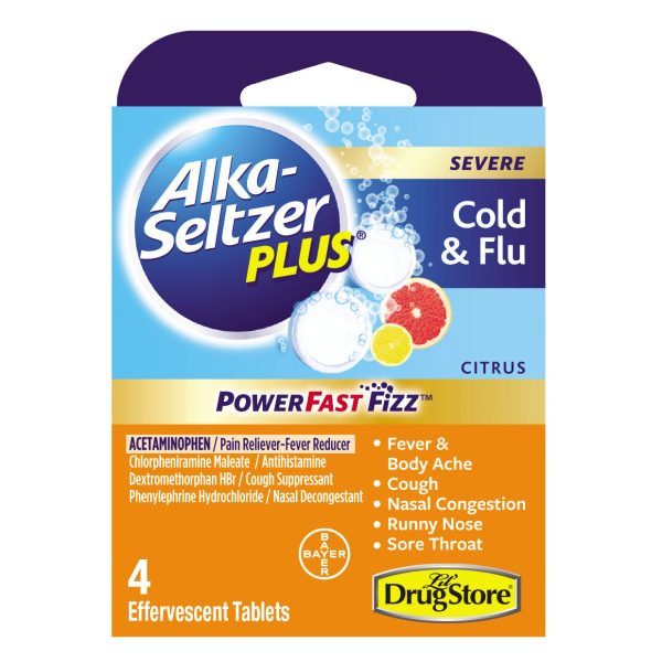 Alka Plus Severe Cold & Flu Tablets, Multi-Symptom Relief, 4 Count (Pack of 1) Online now