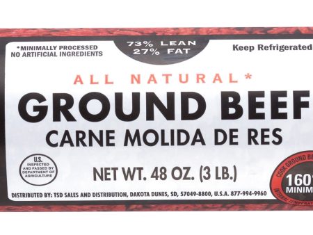 All Natural* 73% Lean 27% Fat Ground Beef, 3 lb Roll For Cheap