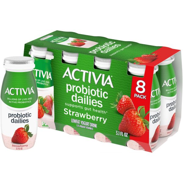 Activia Probiotic Dailies Strawberry Lowfat Probiotic Yogurt Drinks, 3.1 fl oz, 8 Count Online Hot Sale