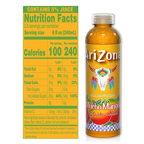 AriZona Mucho Mango Juice Drink, 20 Fl Oz (Pack of 24) Hot on Sale