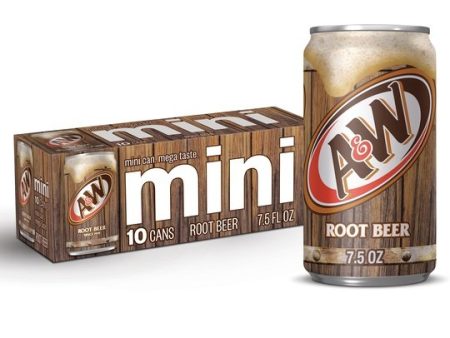 A&W Caffeine-Free, Low Sodium Root Beer Soda Pop, 7.5 Fl Oz, 10 Pack Cans Online Sale