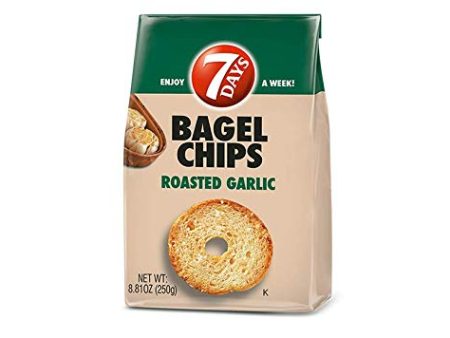 7 Days Roasted Garlic Bagel Chips, 3.17 Ounce -- 12 per case. Online Sale