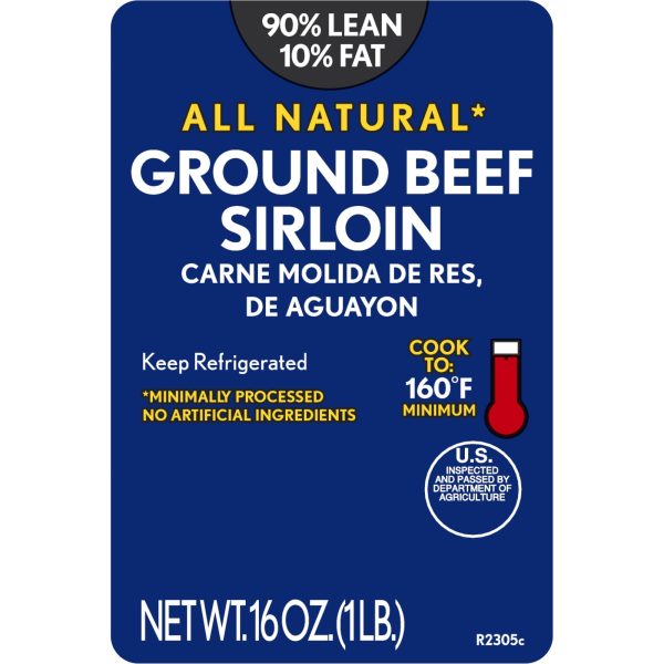 All Natural* 90% Lean 10% Fat Ground Beef Sirloin, 1 lb Tray Cheap