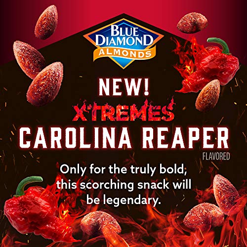 Blue Diamond Almonds, XTREMES Carolina Reaper Spicy Snack Nuts, 1.5oz Tube, Pack of 12 Online now