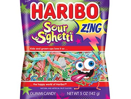 Haribo Gummi Candy, Z!NG Sour S ghetti, 5-Ounce Bag Sale