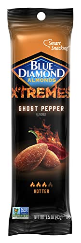 Blue Diamond Almonds XTREMES Ghost Pepper Flavored Spicy Snack Nuts, 1.5 oz Tube (Pack of 12) Supply