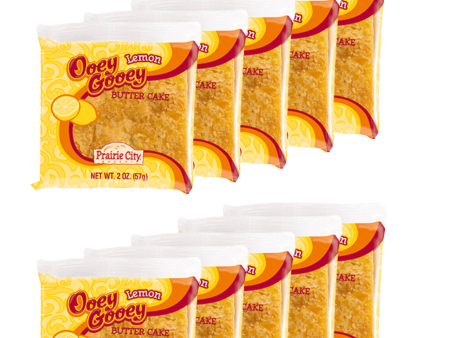 Prairie City Bakery Ooey Gooey Butter Cake Individually Wrapped 2 Ounce Snack Cakes Pack of 10 (Lemon) Online now