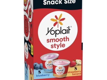 Yoplait Smooth Style Low Fat Yogurt, Snack Cups Variety Pack, 4 LBS, 16 Yogurt Cups For Sale