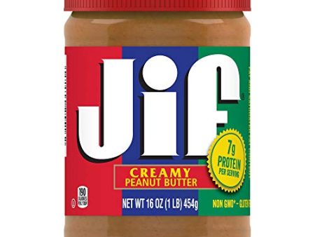 Jif Creamy Peanut Butter, 16 Ounces, 7g (7% DV) of Protein per Serving, Smooth, Creamy No Stir Peanut Butter Hot on Sale