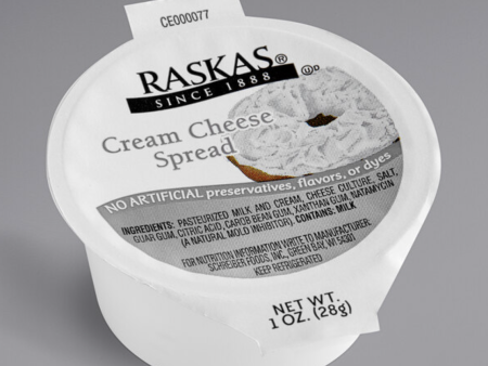 Raskas Cream Cheese Spread Portion Cups 1 oz - 1   100   1 oz ctn Hot on Sale