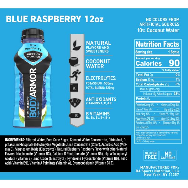 BODYARMOR Sports Drink, Blue Raspberry, 12 Fl. Oz., 8 count Online Sale