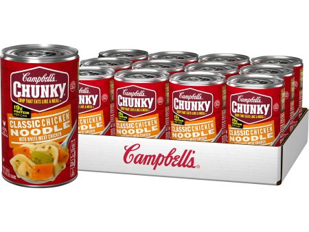 Campbell’s Chunky Classic Chicken Noodle Soup, 18.6 Ounce Cans (Pack of 12) Online Hot Sale