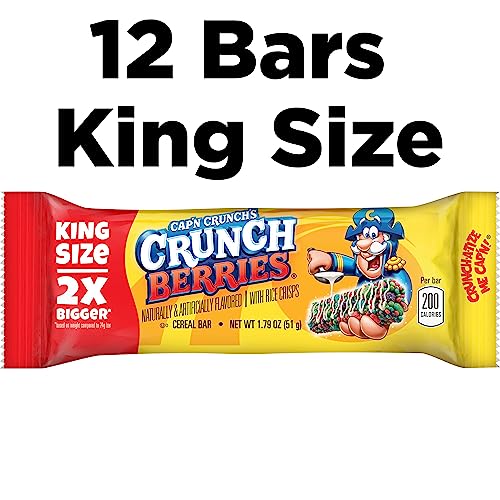 Cap n Crunch Quaker King Size Treat Bars, Crunch Berry Flavor, 12 Count Supply