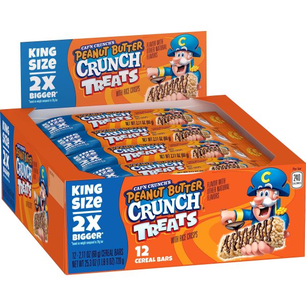 Cap n Crunch Quaker King Size Treat Bars, Peanut Butter Flavor, 12 Count Sale