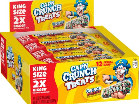 Cap n Crunch Quaker King Size Treat Bars, Crunch Berry Flavor, 12 Count Supply