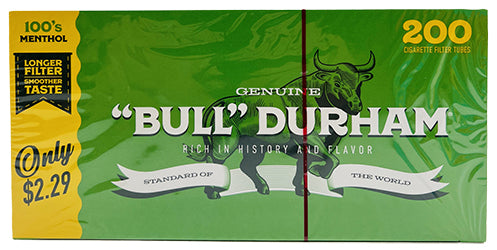 Bull Durham Menthol Cigarette Tubes, 100mm, 200 Count (Pack of 5) Online